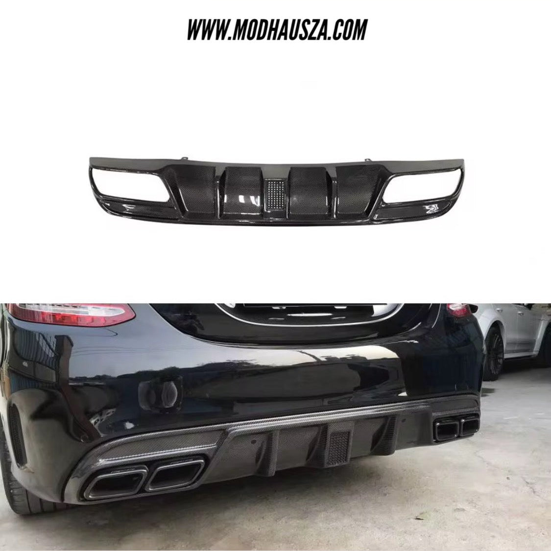 MERCEDES BENZ W205/C63 SEDAN CARBON FIBRE F1 LED STYLE REAR DIFFUSER